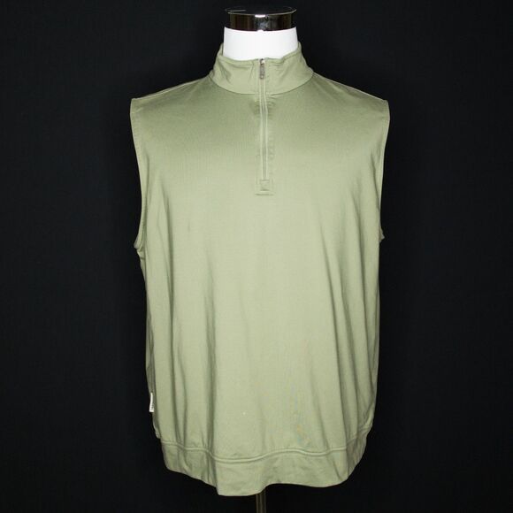 Men's Tom Beckbe Green Pullover 1/4 Zip Lightweight Vest Sz XL - Picture 1 of 7